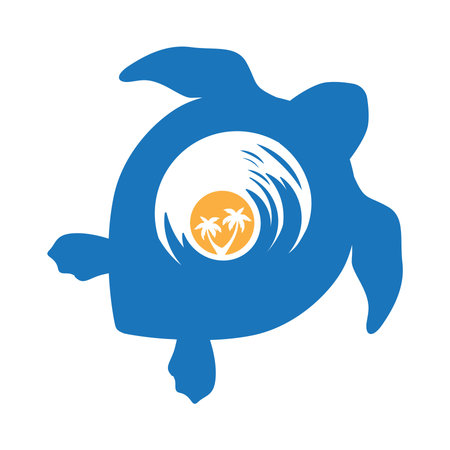 sea waves inside turtle shell, vector