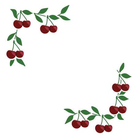 cherry branch with leaves, , graphic design elementのイラスト素材