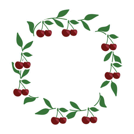 cherry branch with leaves, , graphic design elementのイラスト素材