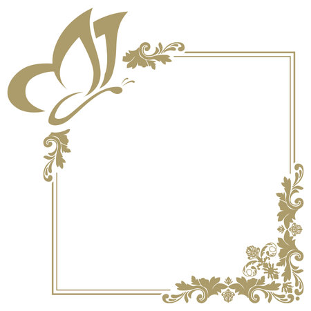BUTTERFLY DAMASK FRAMEのイラスト素材