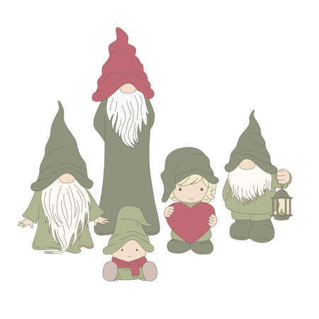 gnomes illustration, vectorのイラスト素材