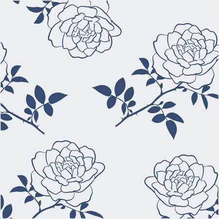 blue botanical patternのイラスト素材