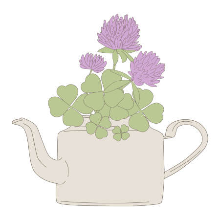teapot and shamrock flowerのイラスト素材