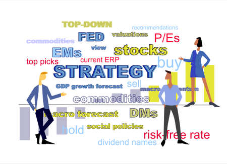 Equity strategy concept. Teamwork on stock marketのイラスト素材