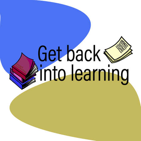 Motivational banner, training courses ad, education concept. Hand drawn books and notebooks isolated on the abstract backgroundのイラスト素材