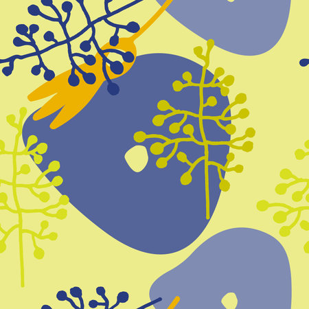 Abstract seamless pattern with hand drawn elements for surface design and other design projects. Floral motifsのイラスト素材