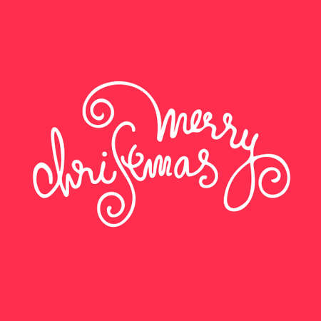 Merry Christmas greeting holiday design in vintage style. Hand lettering on red backgroundのイラスト素材