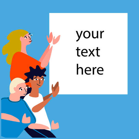 Gratitude and admiration concept. Success and acclaim concept. Applauding people vector illustration with place for you text. Flat designのイラスト素材