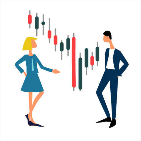 Online trading platform, brokerage, investment concept. Flat design. Isolated on white backgroundのイラスト素材