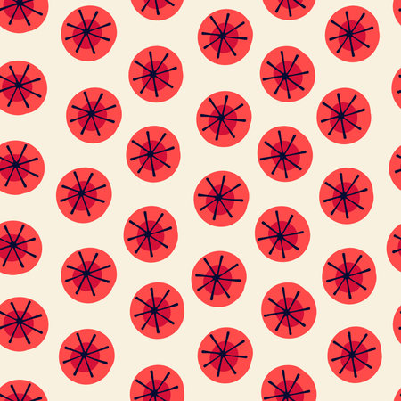 Seamless pattern with hand drawn abstract snowflakes on light-colored background. Winter, Christmas,...