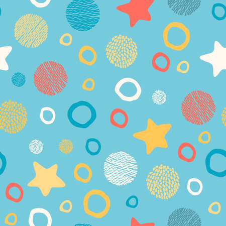 Seamless pattern, blue background. Outer space conceptのイラスト素材