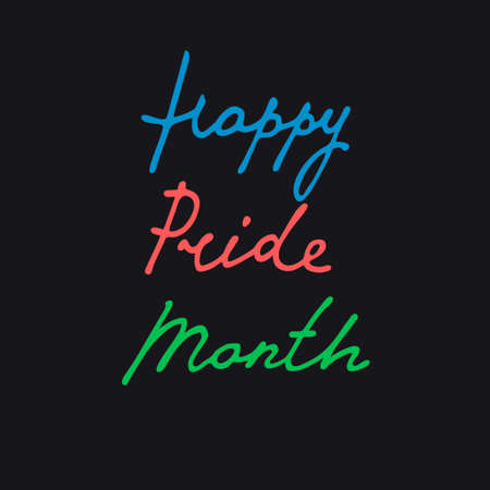 Happy Pride Month handwritten greeting on dark blue backgroundのイラスト素材