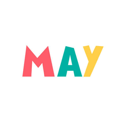 May. Monthly logo. Hand-lettered header on white backgroundのイラスト素材