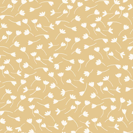 Seamless pattern with hand drawn meadow flowers in Boho style for surface design and other design projectsのイラスト素材