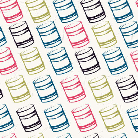 Seamless pattern with tin cans in pop art, retro styleのイラスト素材