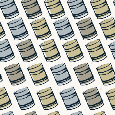 Seamless pattern with tin cans in pop art, retro styleのイラスト素材
