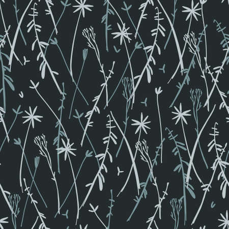 Seamless pattern with pinstripes of hand drawn herbs for surface design and other design projectsのイラスト素材