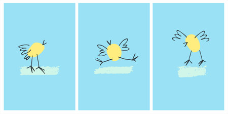 Print with funny chickens, small birds, chicks Perfect for kids. Made of vector illustrations in cartoon styleのイラスト素材