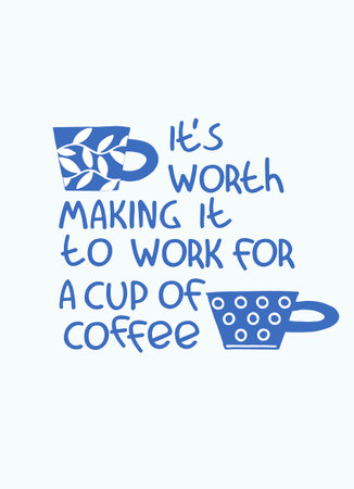 Humorous hand lettering on coffee addiction theme. Office humor. Coffee machine advertisementのイラスト素材