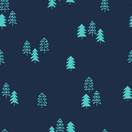 Seamless pattern with snowy fir trees for gift wrap, surface design and other design projects