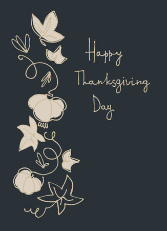 Thanksgiving holiday design. Hand lettering like gold decorated with a garland of pumpkins and pumpkin leavesのイラスト素材
