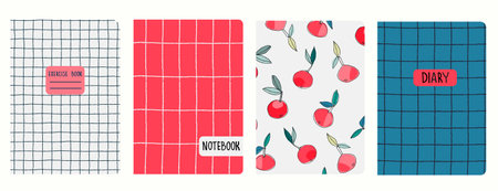 Cover page vector templates with hand drawn tangerine, orange in bloom. Headers isolated and replaceableのイラスト素材