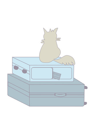 Pile Of Luggage luggage with dog travel conceptのイラスト素材