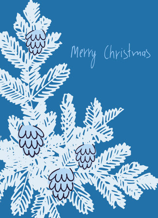 Merry Christmas greeting card. Minimalistic design with Color of the year Viva Magentaのイラスト素材