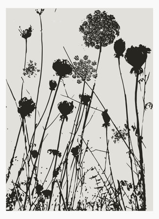 Decor printable art. Hand drawn vector illustrations of wild grassesのイラスト素材