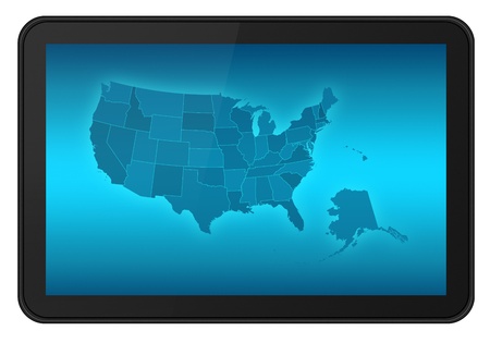 LCD Touch Screen Tablet with USA States Map, also Alaska and Hawaii. の写真素材