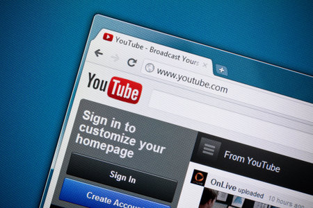 Kiev, Ukraine - December 8, 2011: Google inc. has officially released brand new design of YouTube...