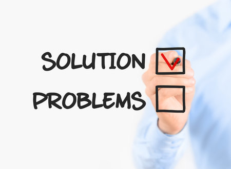 Young businessman drawing focus on solution concept  Isolated on white 