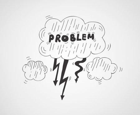 illustration concept of cloud symbol with the problem word inside  Isolated on gray background