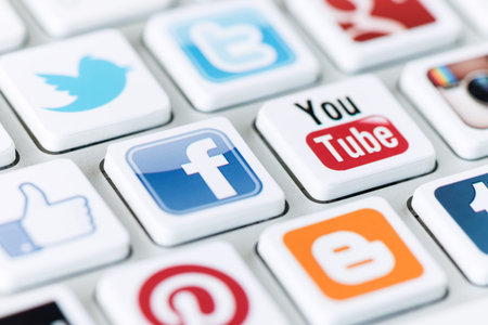 Kiev, Ukraine - May 20, 2013 - A social media logotype collection of well-known social network brand...
