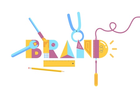 Vector illustration of brand construction concept  Isolated on white backgroundのイラスト素材