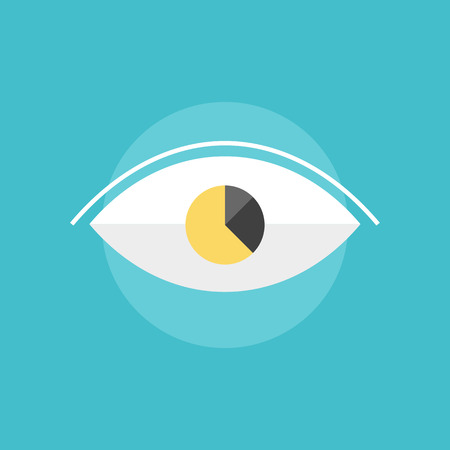 Business vision with marketing data analytics information diagram in the eyeball. Flat icon modern design style vector illustration concept.のイラスト素材