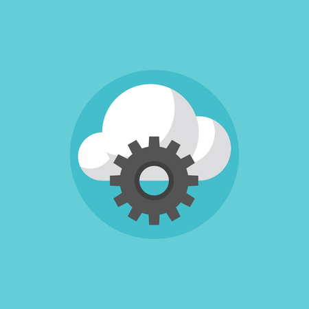 Cloud computing development services, wireless networking communication, computer hosting network. Flat icon modern design style vector illustration concept.のイラスト素材