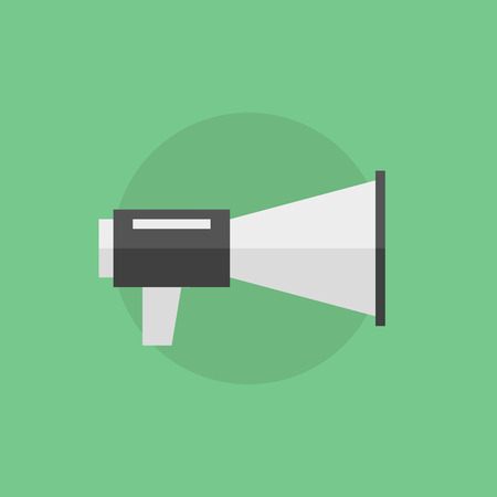 Advertisement announce, promotion campaign and public speak with loudspeaker. Flat icon modern design style vector illustration concept.のイラスト素材