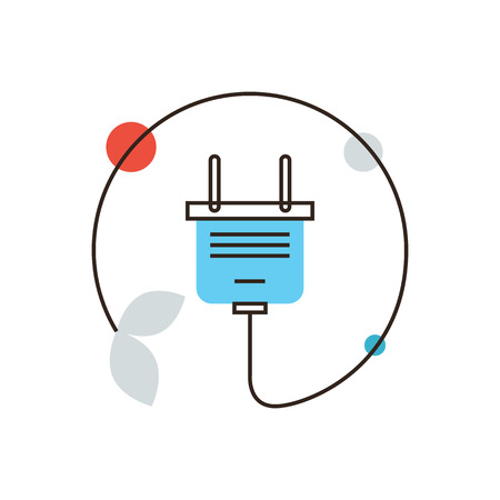Thin line icon with flat design element of energy saving, electric power, ecology safety, power cord plug, efficiency electricity, save resources. Modern style icon vector illustration concept.のイラスト素材