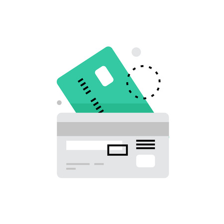 Modern vector icon of credit cards image with details and validation information. Premium quality vector illustration concept. Flat line icon symbol. Flat design image isolated on white background.のイラスト素材
