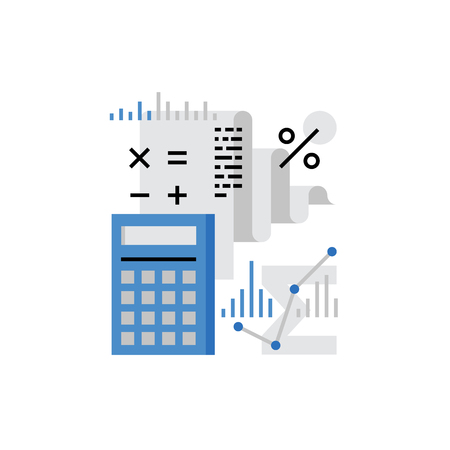 Modern vector icon of financial analysis, accounting data and company audit. Premium quality vector illustration concept. Flat line icon symbol. Flat design image isolated on white background.のイラスト素材