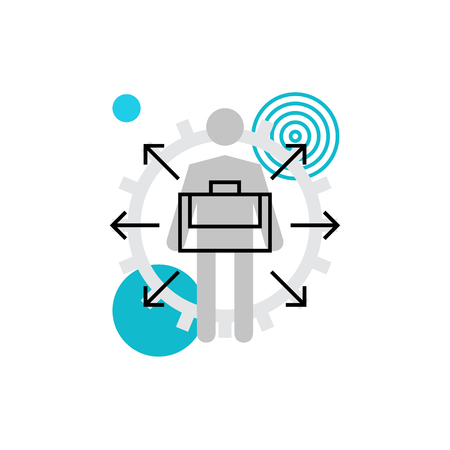 Modern vector icon of career ways, professional progress, job promotion capabilities. Premium quality vector illustration concept. Flat line icon symbol. Flat design image isolated on white background.のイラスト素材