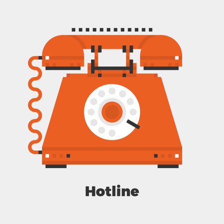 Hotline Flat Icon. Material Design Illustration Concept. Modern Colorful Web Design Graphics. Premium Quality. Pixel Perfect. Bold Line Color Art. Unusual Artwork Isolated on White. のイラスト素材