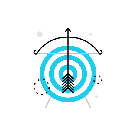 Modern vector icon of marketing goals, campaign mission and social aim targeting. Premium quality vector illustration concept. Flat line icon symbol. Flat design image isolated on white background.のイラスト素材