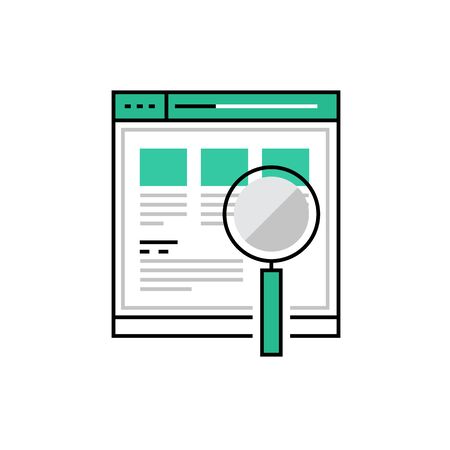 Modern icon of web product usability testing and search optimization. Premium quality illustration concept. Flat line icon symbol. Flat design image isolated on white backgroundのイラスト素材