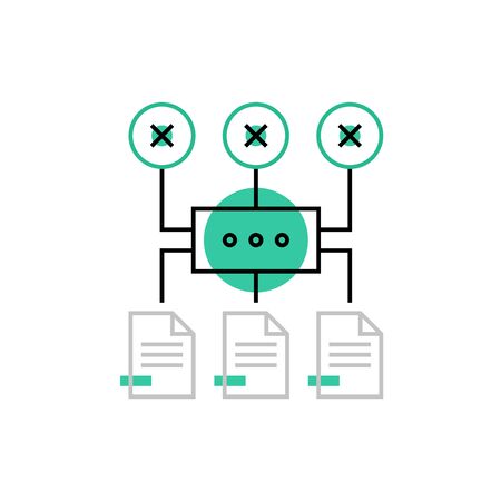Modern icon of algorithm process, network structure and connection scheme. Premium quality  illustration concept. Flat line icon symbol. Flat design image isolated on white background.のイラスト素材