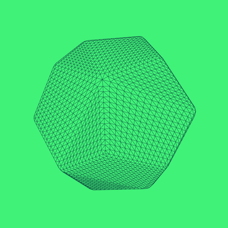Vector illustration of Dodecahedron, regular platonic solid figure. Three-dimensional transparent object. Abstract polygonal shape and simple geometric form. Isolated on colored background.のイラスト素材