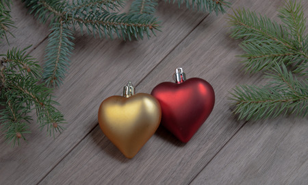 Christmas Decorations in Heart\'s Shapeの写真素材
