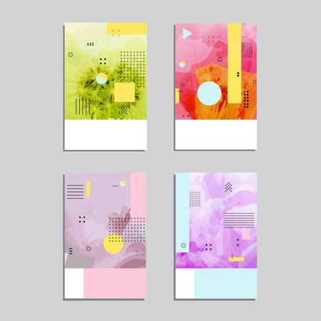 Set of artistic vector greeting cards design. Colorful frame pattern textures for wedding,...