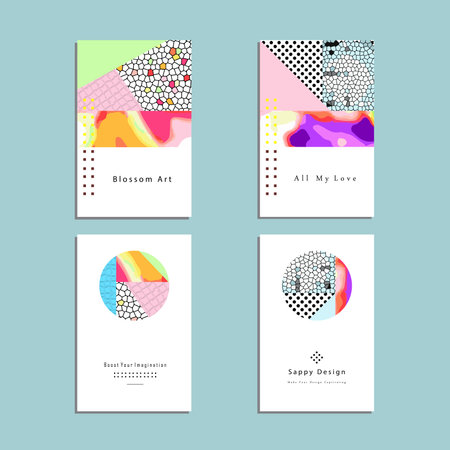 Set of artistic vector greeting cards design. Colorful frame pattern textures for wedding,...